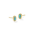 Kendra Scott Mini Ellie Stud Earrings Gold Light Teal Kyocera Opal