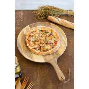 Large Round Mango Serving Board with Handle Kalalou