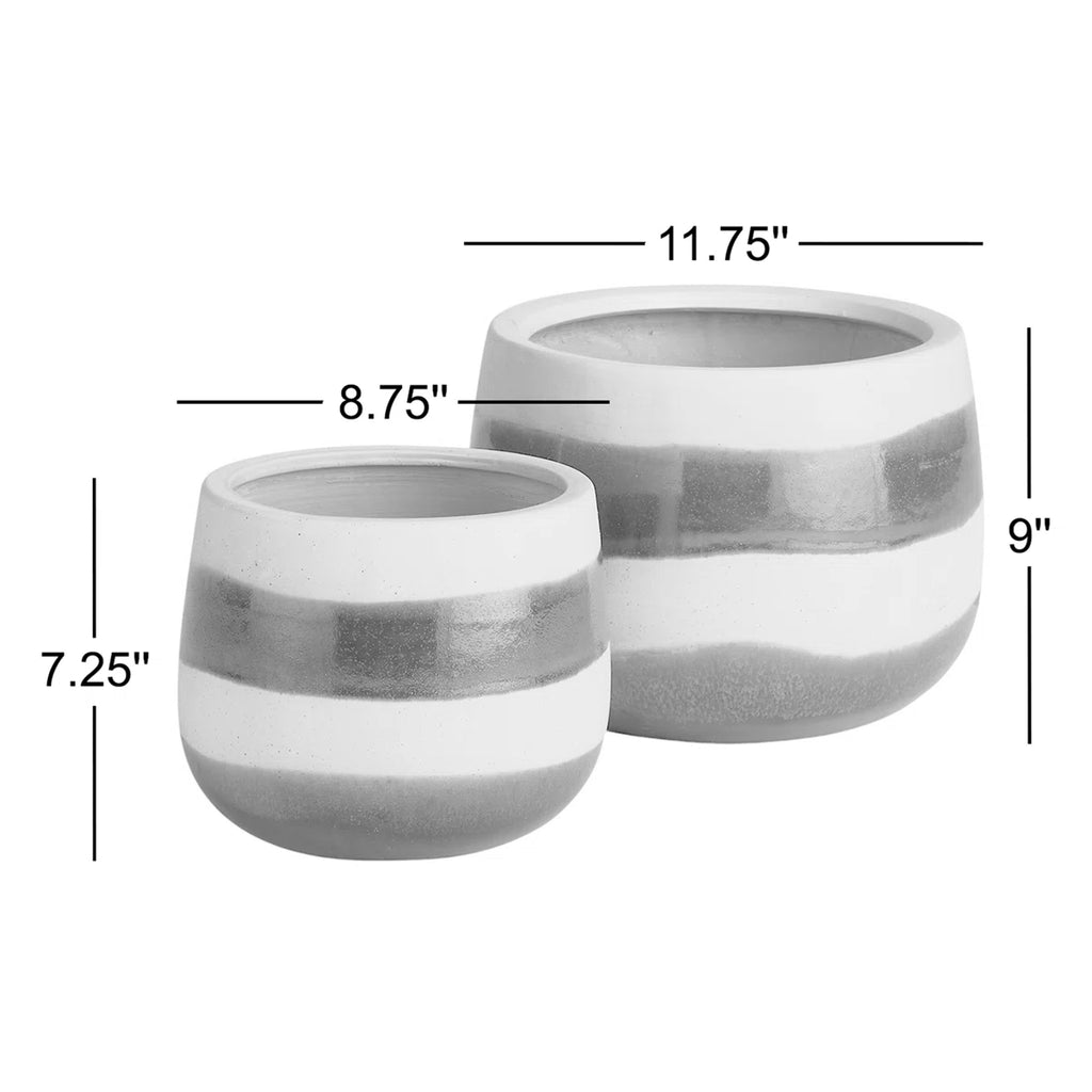 Lia Hand-Painted Pots, Green