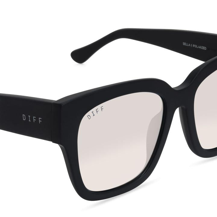 DIFF EYEWEAR Bella II Matte Black Beige Mirror Lens Polarized