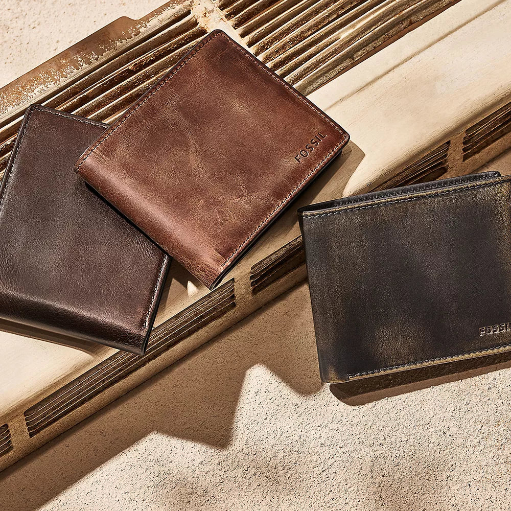 Derrick Leather RFID Bifold with Flip ID Wallet