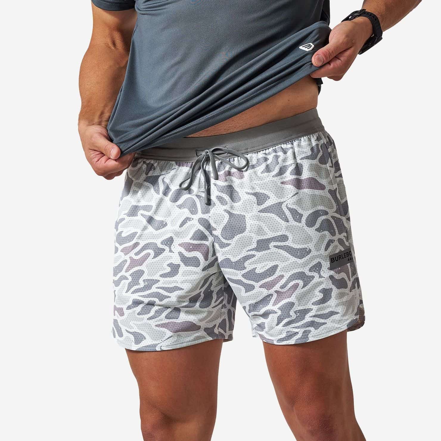 BURLEBO Mesh Training Shorts White Camo
