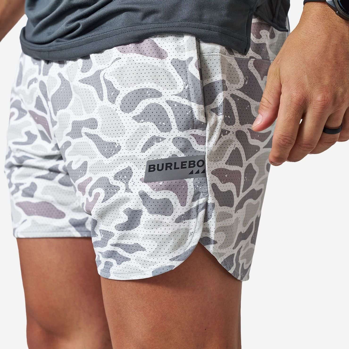 BURLEBO Mesh Training Shorts White Camo model view