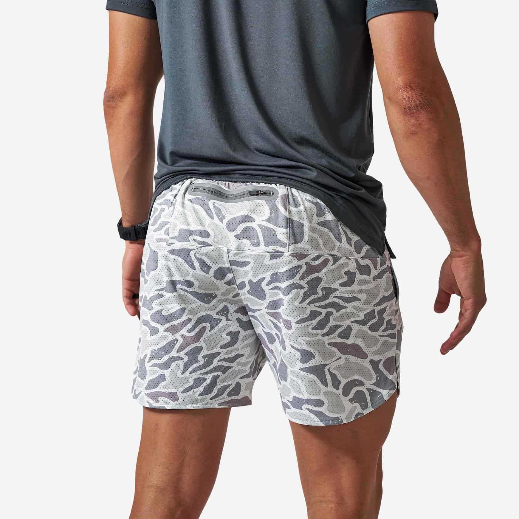 BURLEBO Mesh Training Shorts White Camo alternate model view