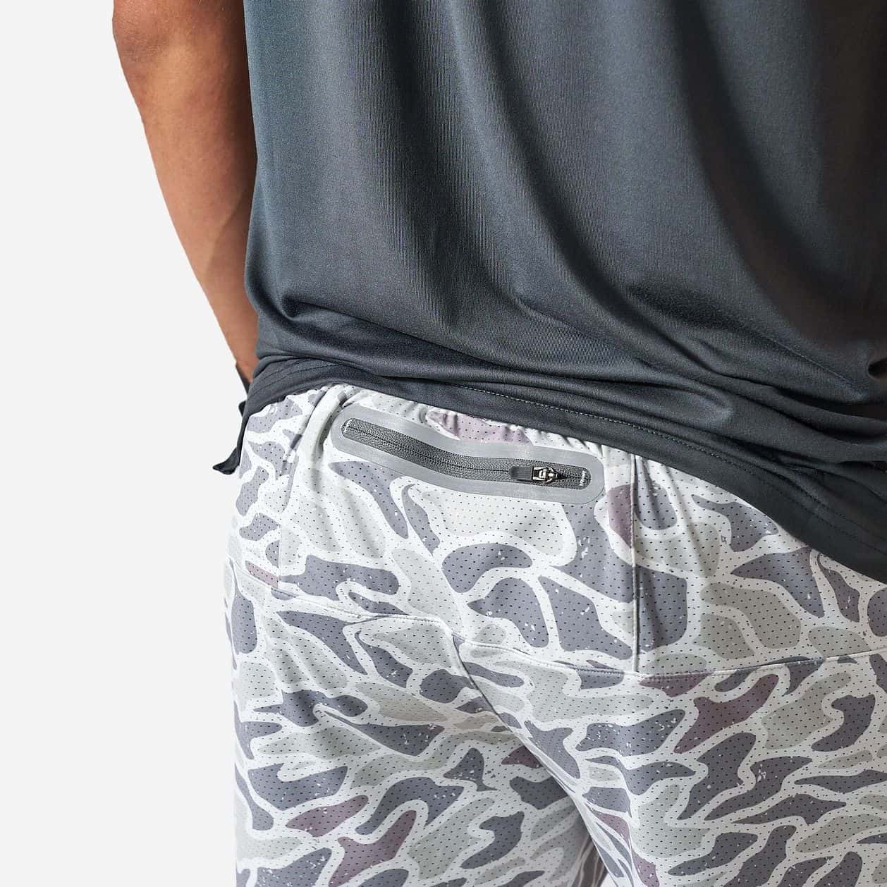 BURLEBO Mesh Training Shorts White Camo detail