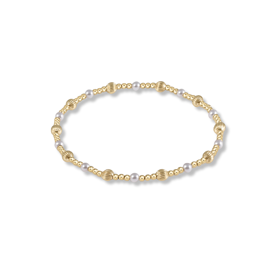 Dignity Sincerity Pattern 4MM Bead Bracelet - Pearl