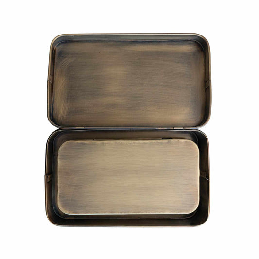Metal Boxes, Antique Brass Finish, Set of 2