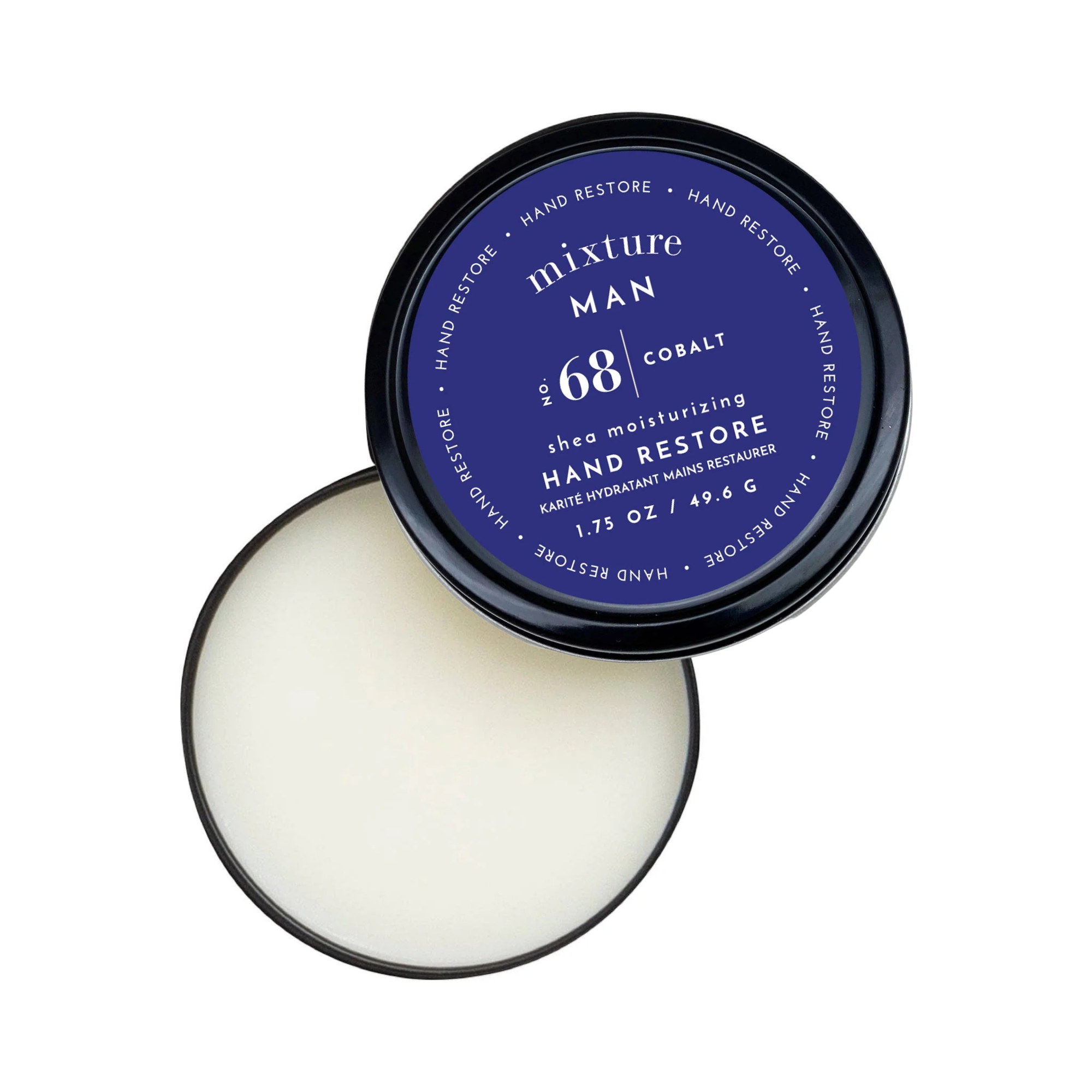Hand restore cream with a blue label on a white background