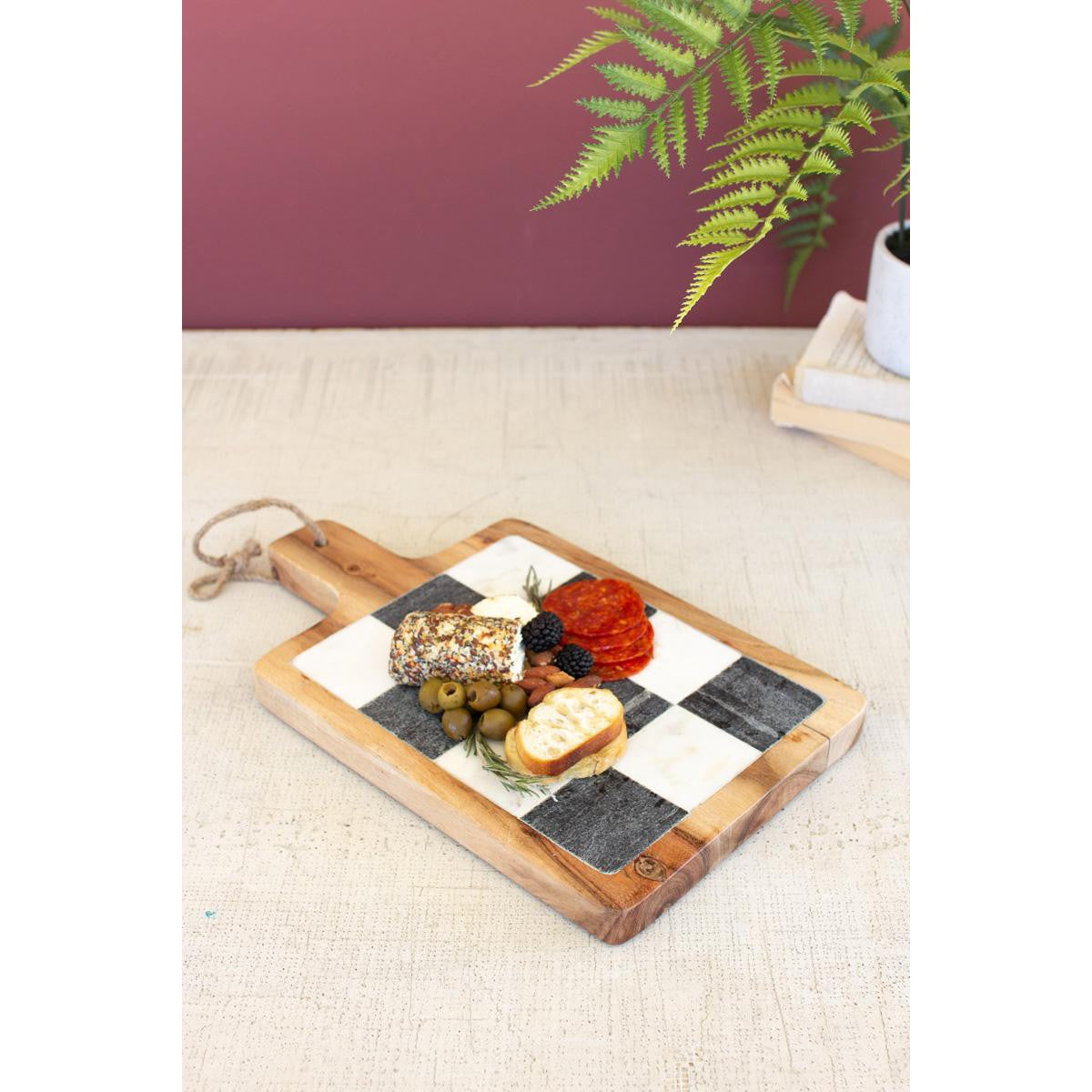 Black & White Marble with Acacia Wood Cheese Board