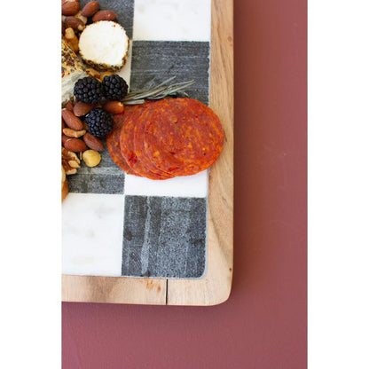 Black & White Marble with Acacia Wood Cheese Board