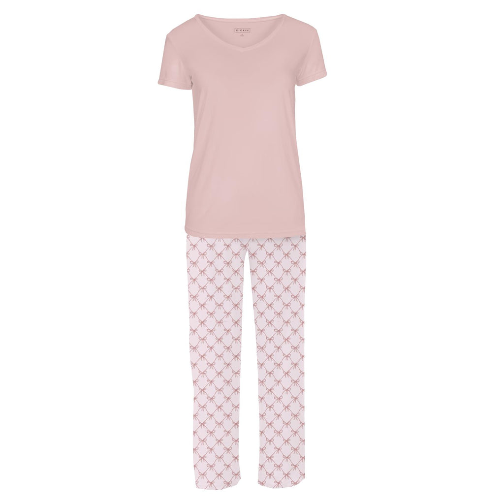Women's Print Short Sleeve V-Neck Pajamas