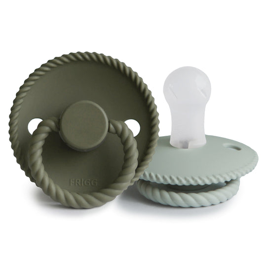 Mushie FRIGG Rope Silicone Pacifier 2-Pack Olive/Sage