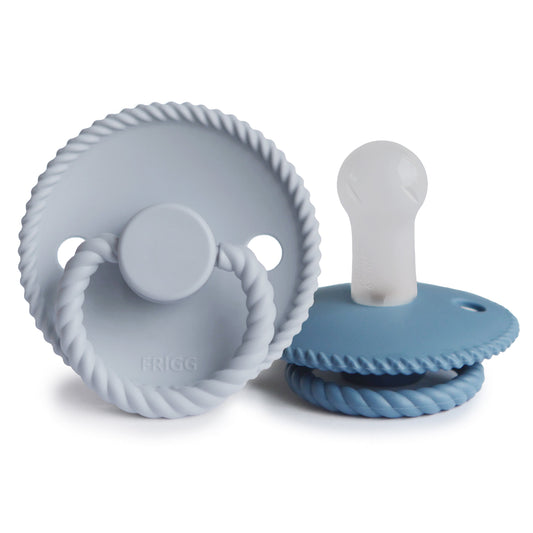 Mushie FRIGG Rope Silicone Pacifier 2-Pack Powder Blue/Ocean View