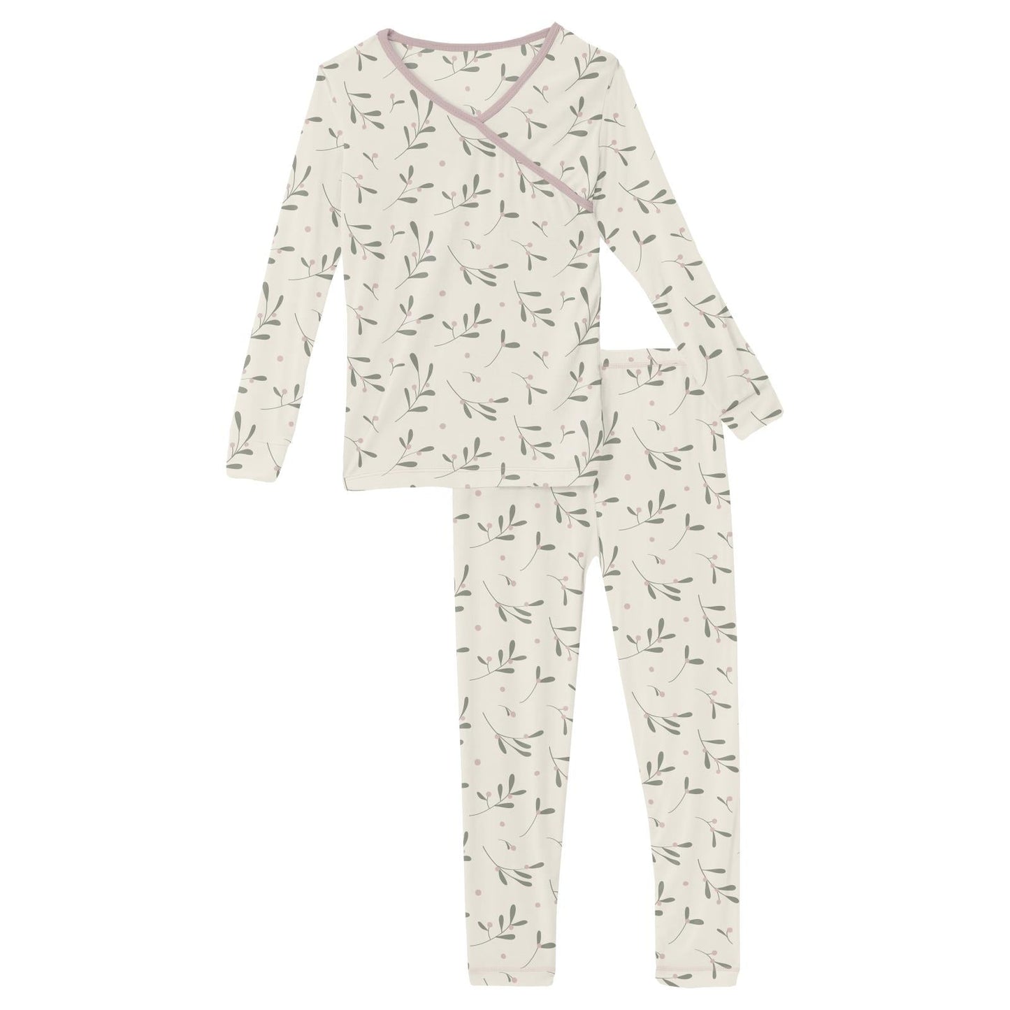 Print Long Sleeve Kimono Pajama Set