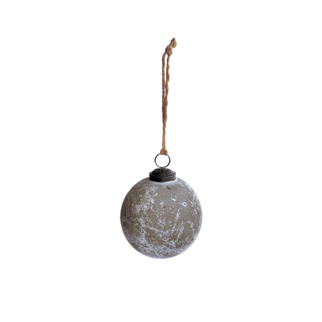 Recycled Glass Ball Ornament, Distressed Frosted Finish, 2 Colors
