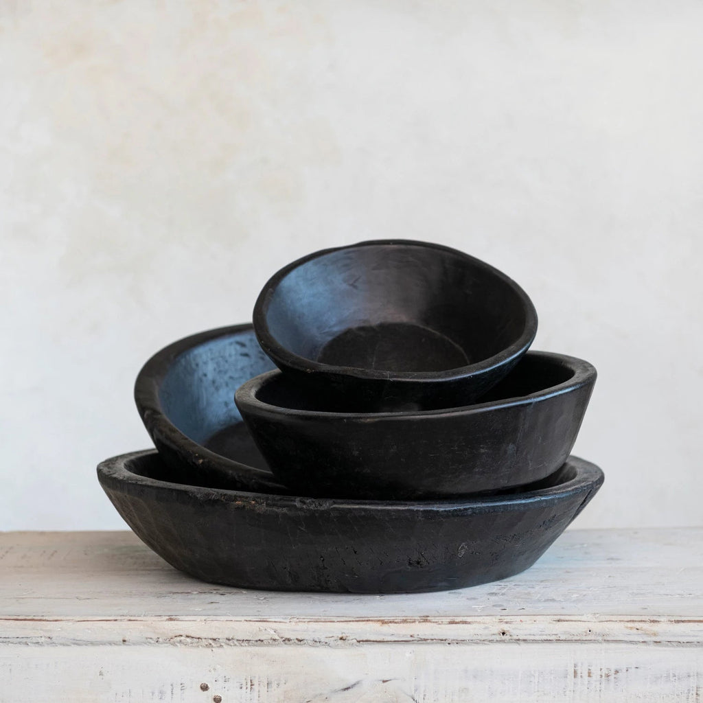 Round Decorative Reclaimed Wood Vintage Reproduction Bowls