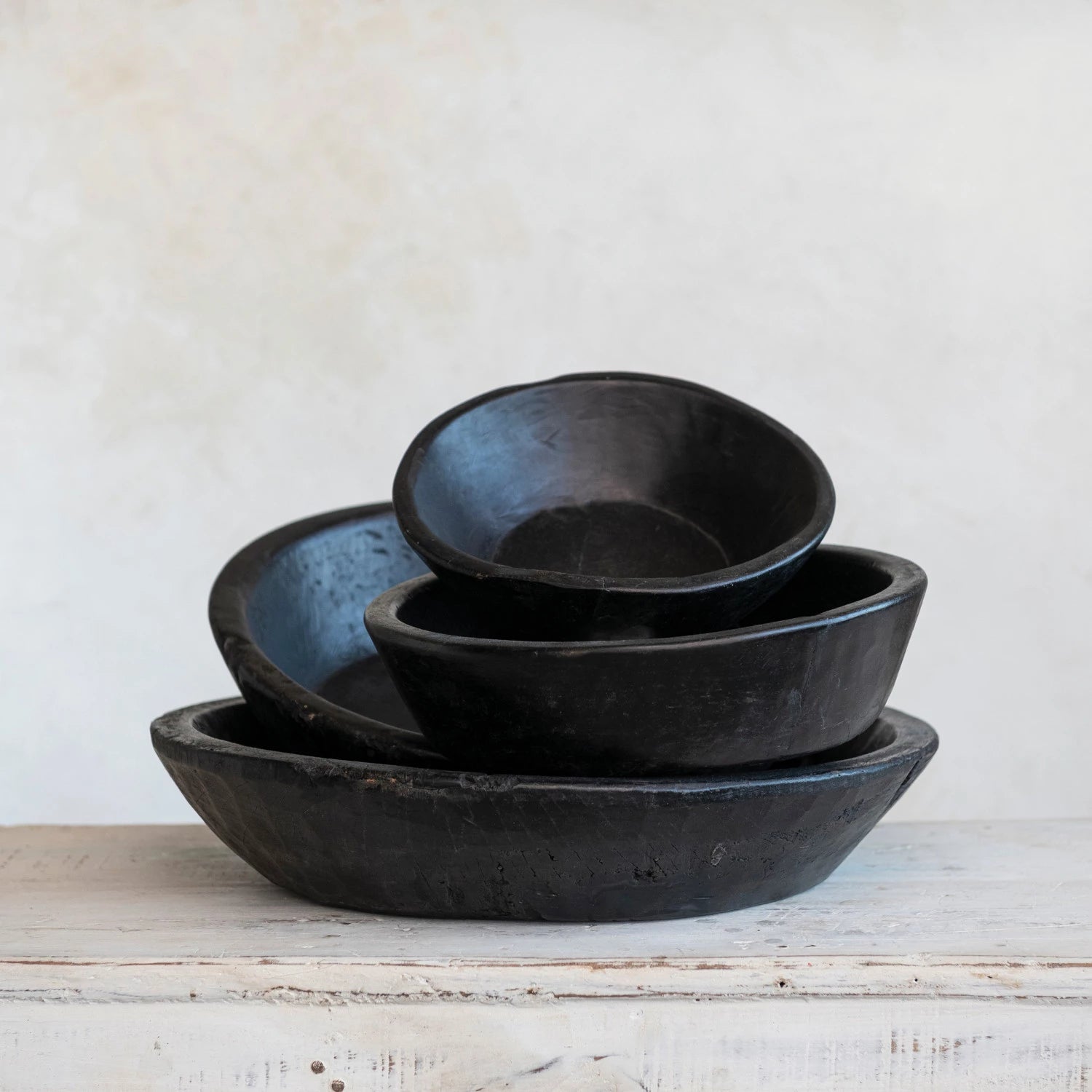 Round Decorative Reclaimed Wood Vintage Reproduction Bowls