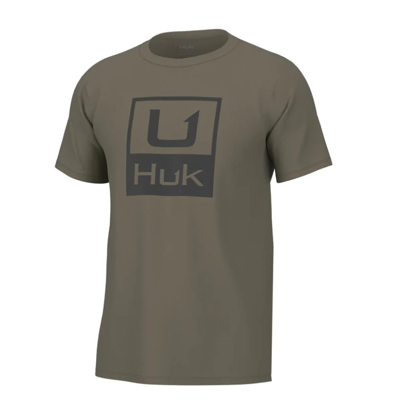 HUK HUK Stacked Logo Tee in Overland Trek
