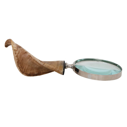 Stainless Steel Magnifying Glass with Horn Handle