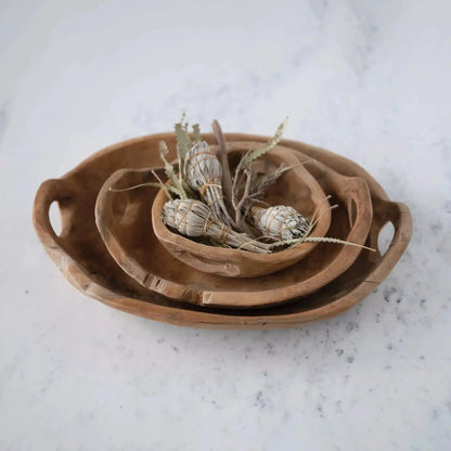 Teak Wood Bowls with Handles, 3 sizes | Bridal Shower Hannah Menefee & Kamden Lucas