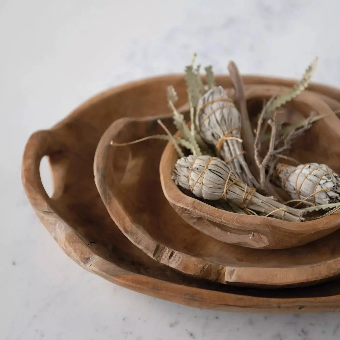 Teak Wood Bowls with Handles, 3 sizes | Bridal Shower Hannah Menefee & Kamden Lucas