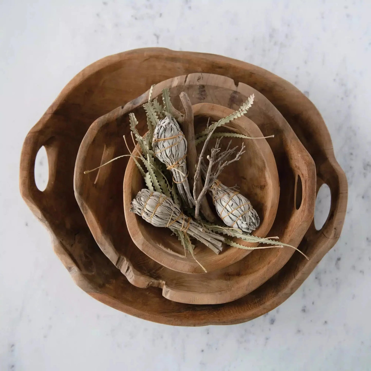 Teak Wood Bowls with Handles, 3 sizes | Bridal Shower Hannah Menefee & Kamden Lucas