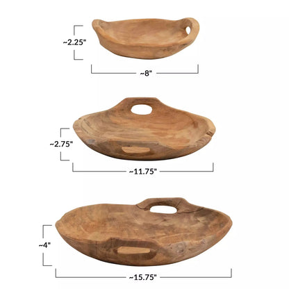 Teak Wood Bowls with Handles, 3 sizes | Bridal Shower Hannah Menefee & Kamden Lucas