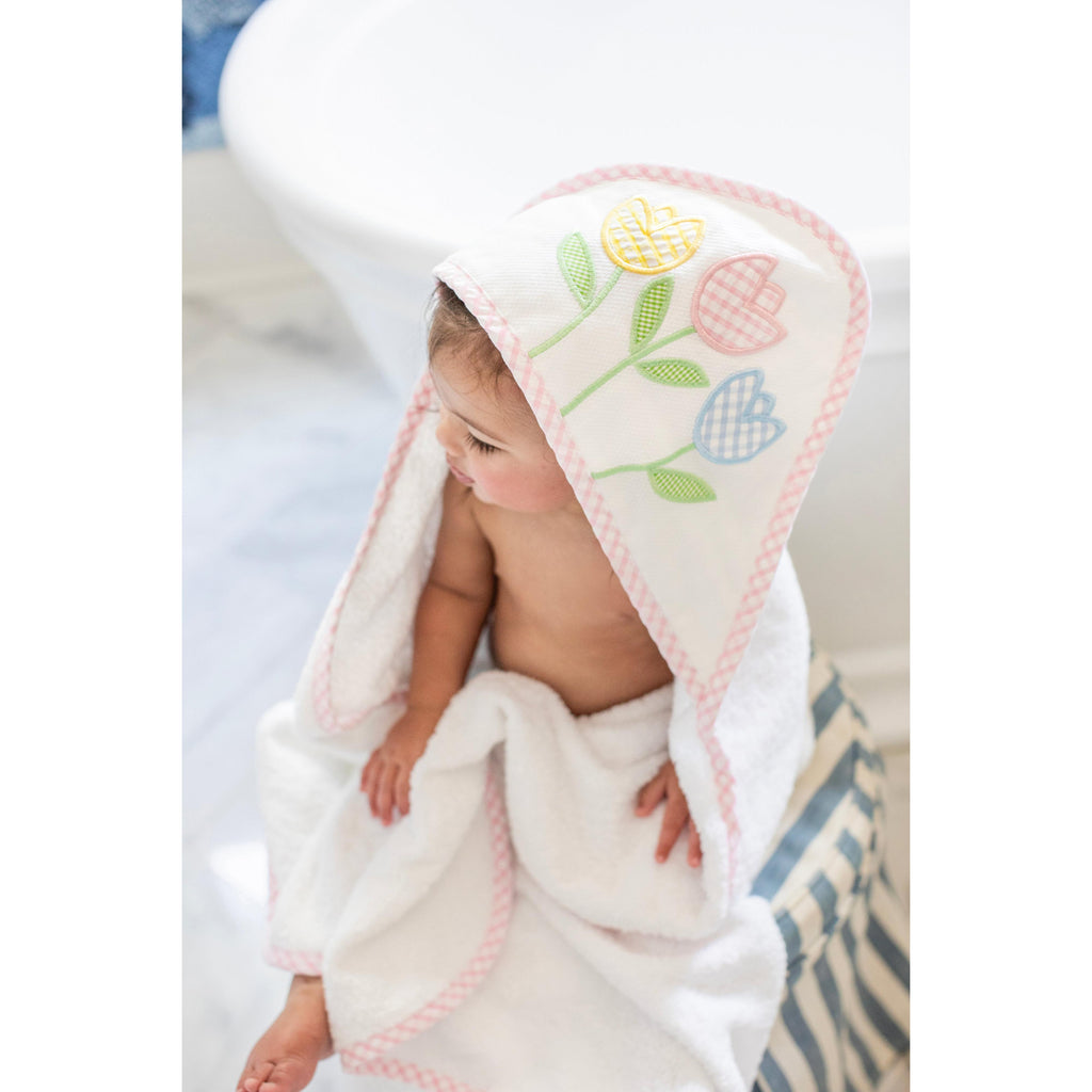 Tulip Applique Hooded Towel & Washcloth Set