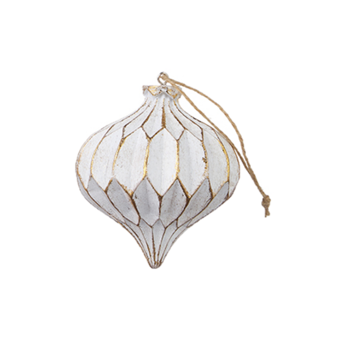 White and Gold Textured Finial Ornament