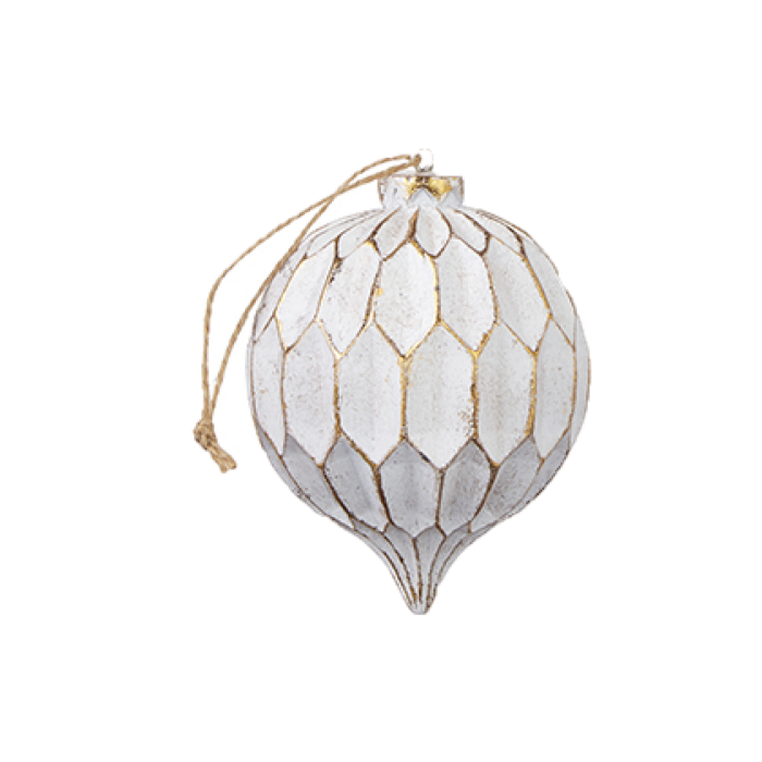 White and Gold Textured Finial Ornament