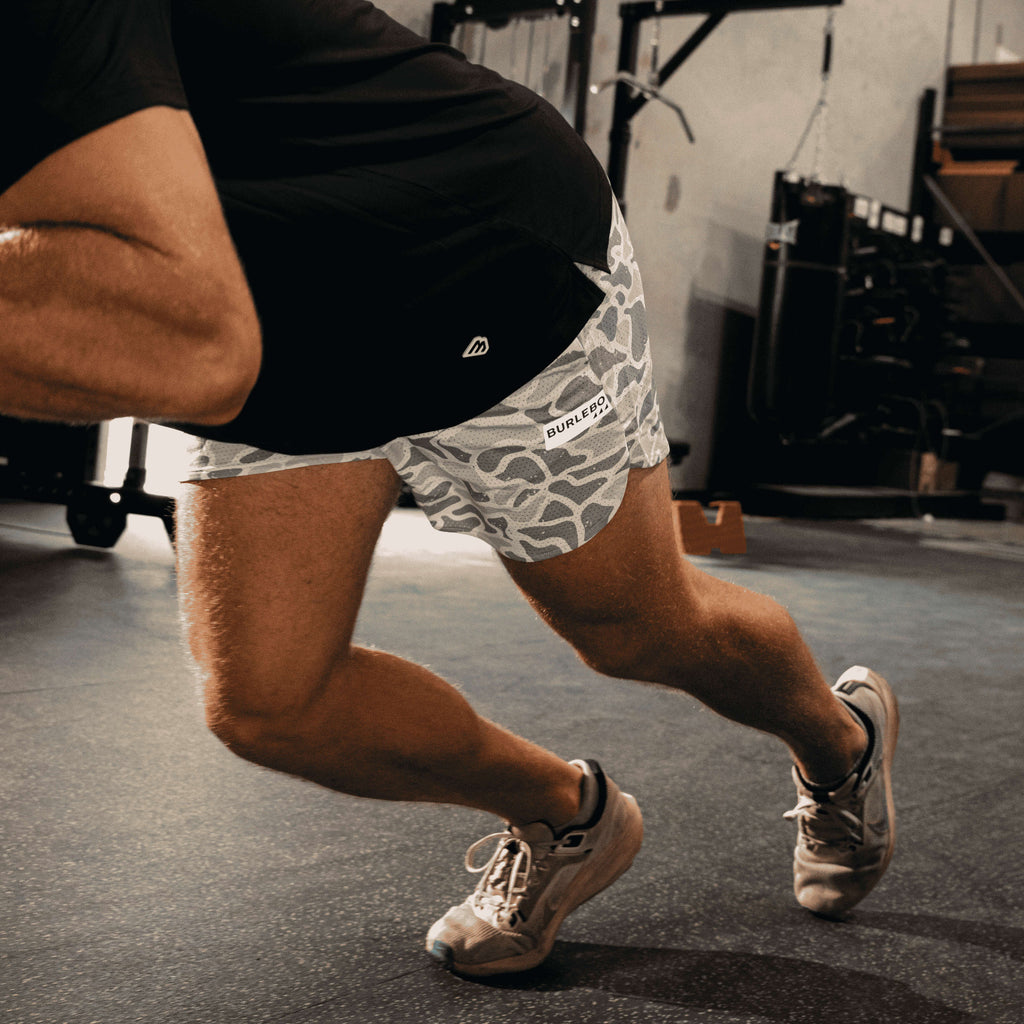 BURLEBO Mesh Training Shorts White Camo product view
