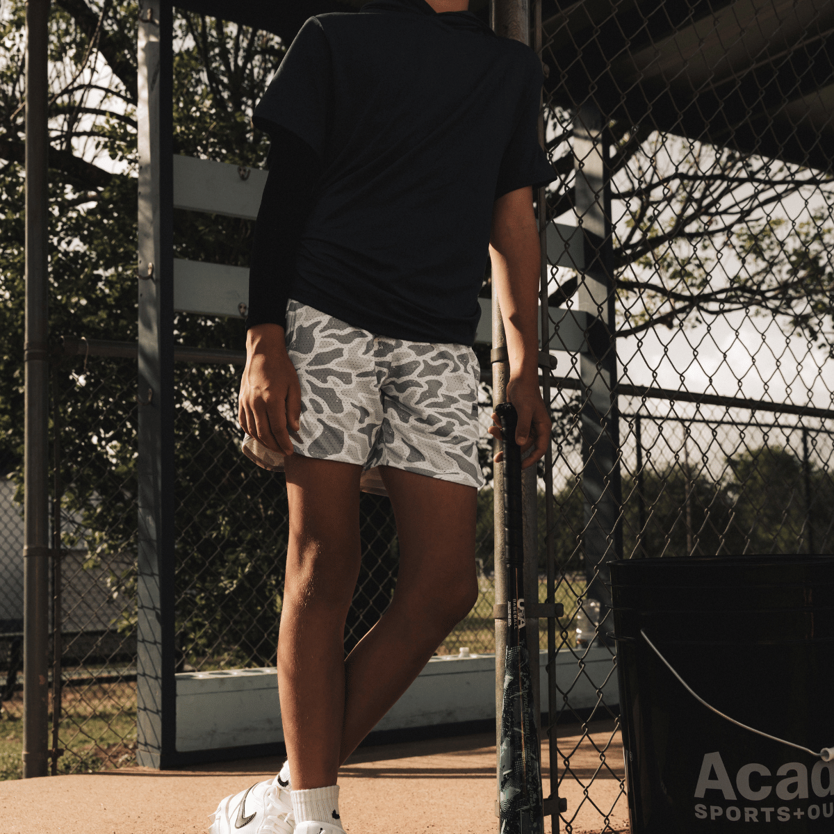 BURLEBO Youth Mesh Training Shorts White Camo detail