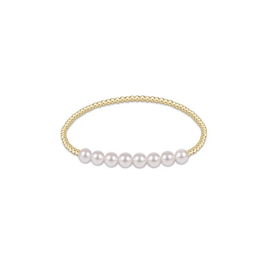 Classic Gold Beaded Bliss 2.5MM Bead Bracelet, 5MM Pearl