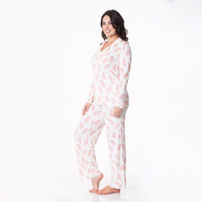 Women's Print Long Sleeve Collared Pajama Set