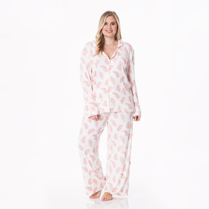 Women's Print Long Sleeve Collared Pajama Set