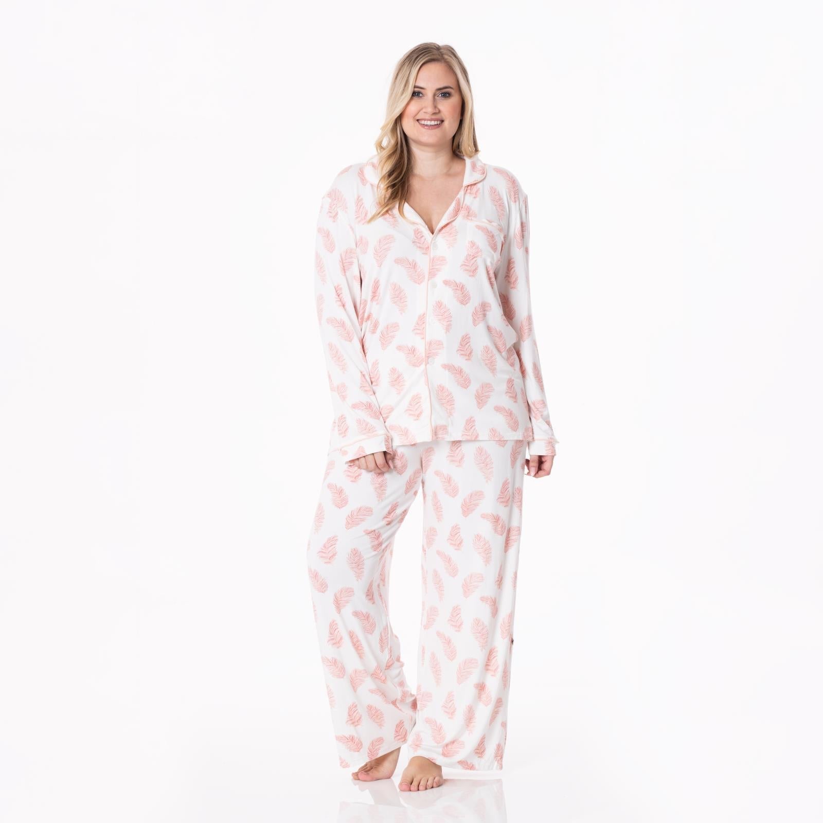 Kickee Pants Women's Print Long Sleeve Collared Pajama Set