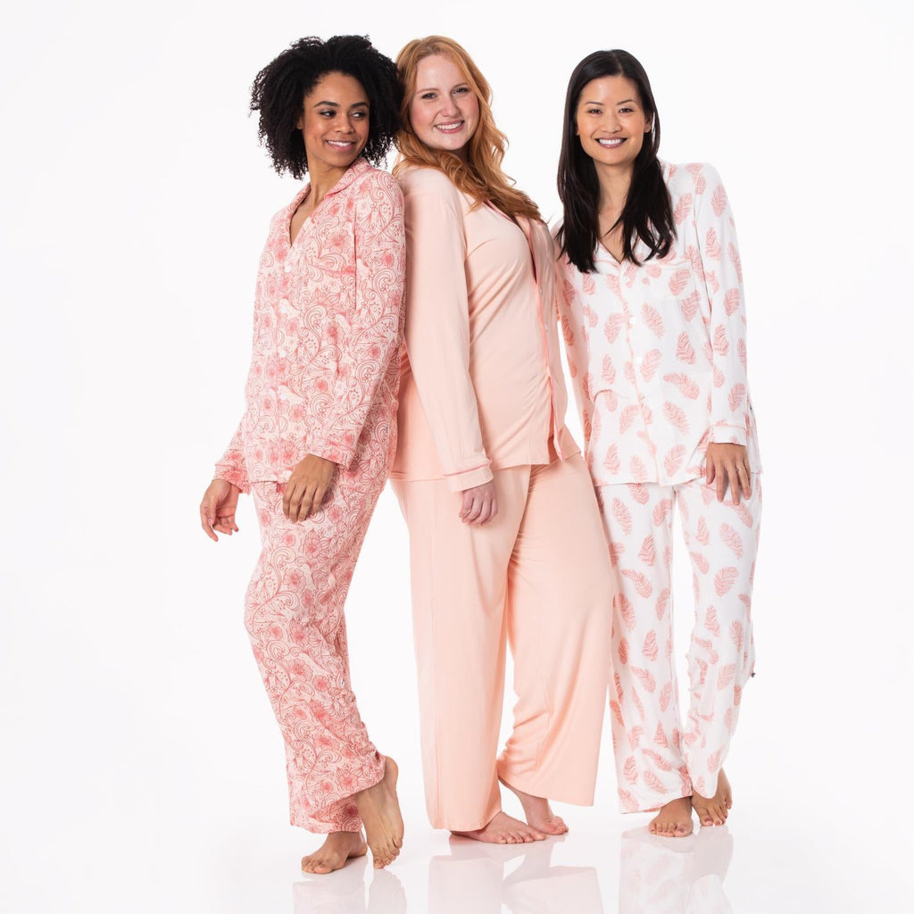 Kickee Pants Women's Print Long Sleeve Collared Pajama Set