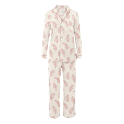 Women's Print Long Sleeve Collared Pajama Set