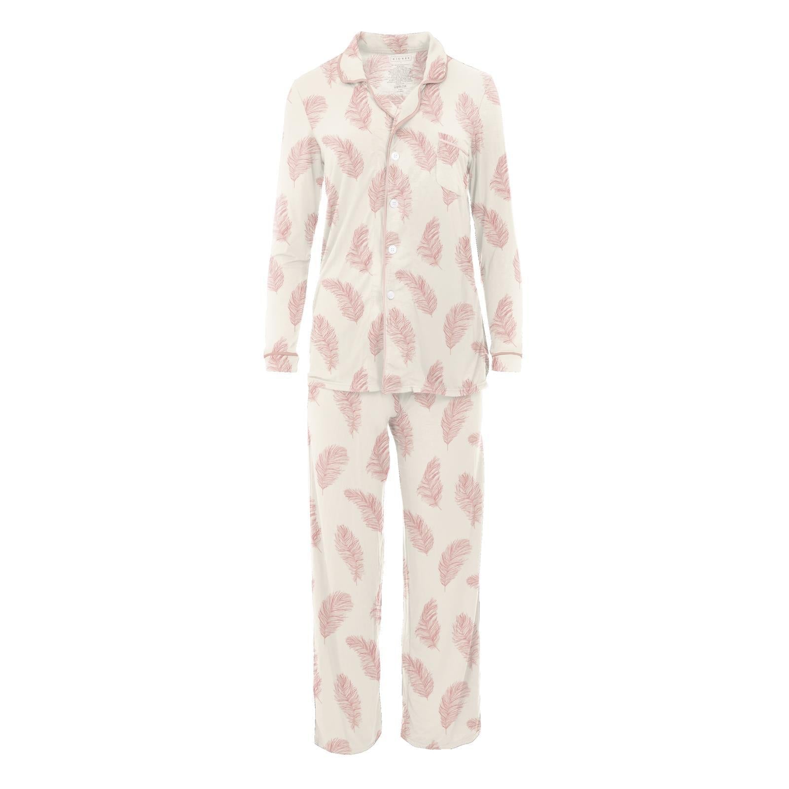 Kickee Pants Women's Print Long Sleeve Collared Pajama Set