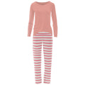 Kickee Pants Women's Print Long Sleeve Relaxed Tee & Pajama Pants Set