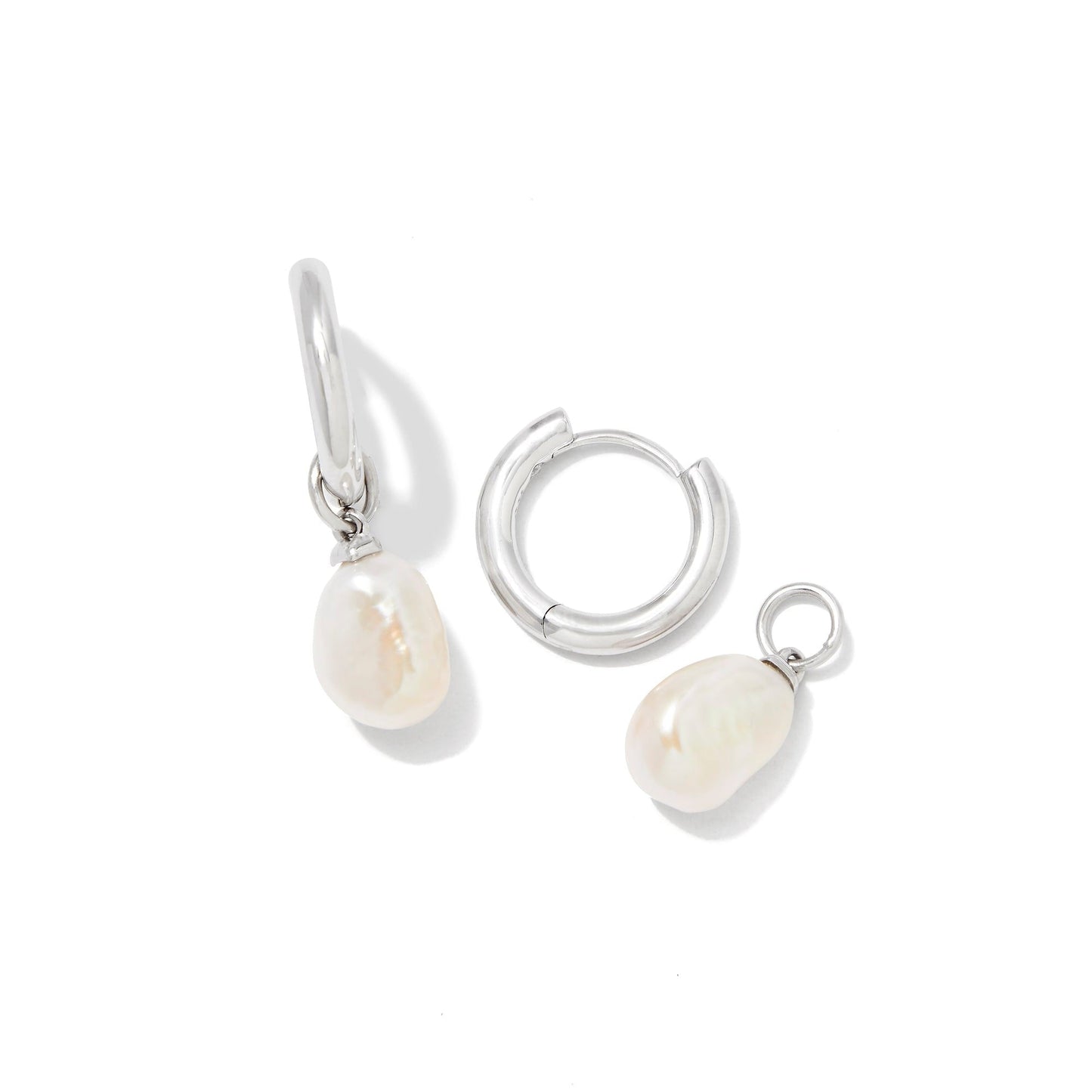 Kendra Scott Silver White Pearl Willa Pearl Huggie Earrings