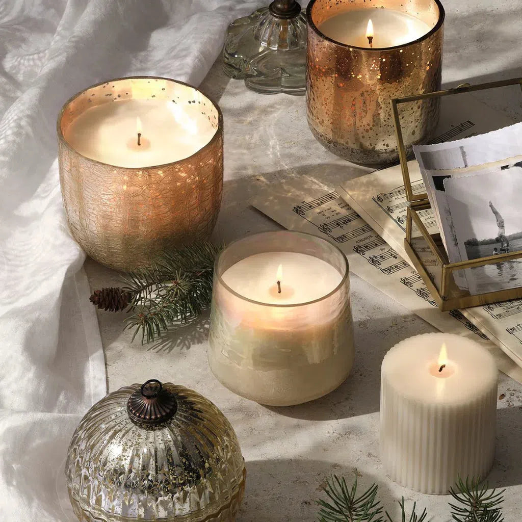 Winter White Radiant Glass Candles