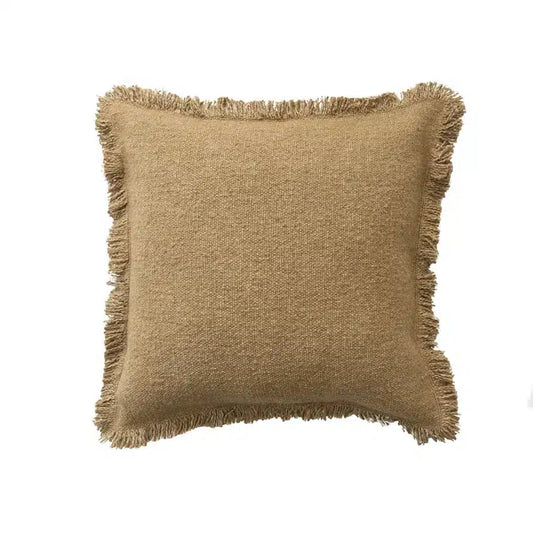 Woven Cotton Blend Pillow w/ Fringe, Polyester Fill