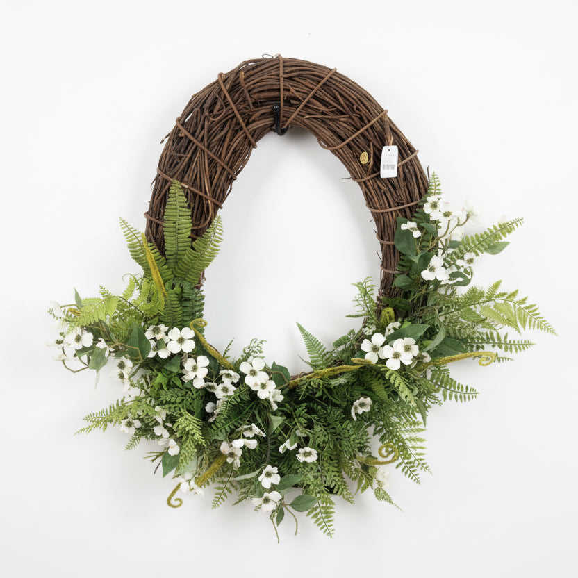 Fern Wreath with Dogwood Blooms