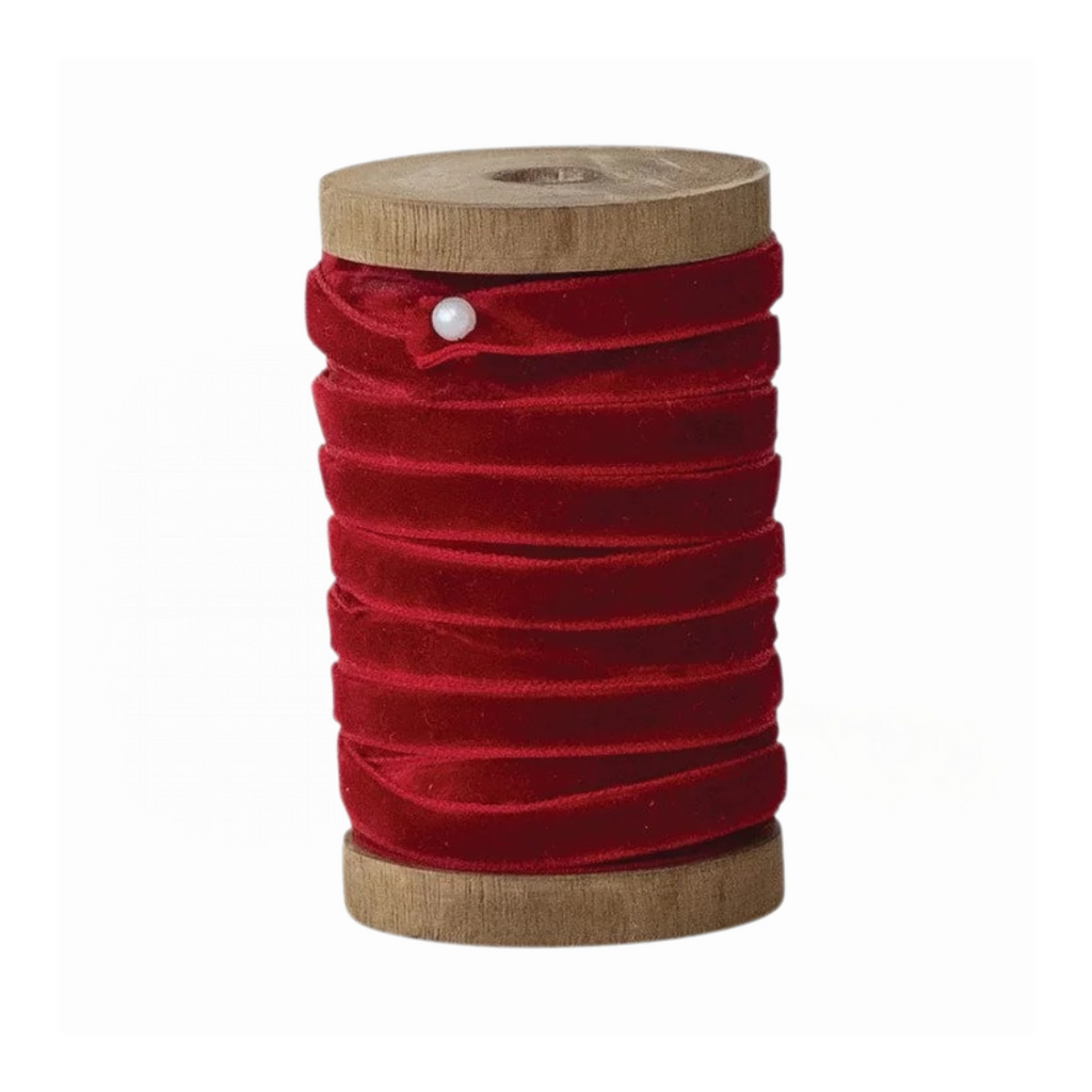 Velvet Ribbon on Wood Spools
