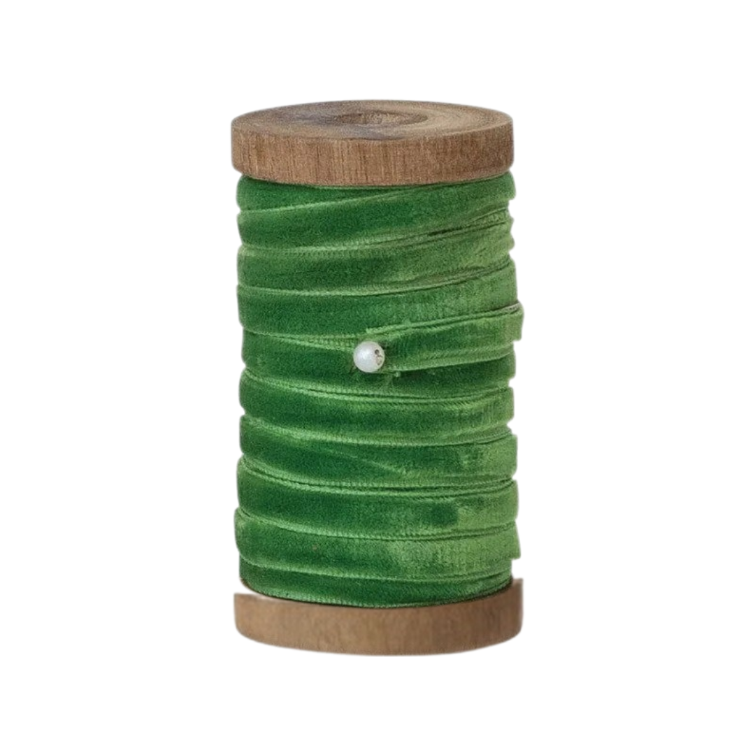Velvet Ribbon on Wood Spools