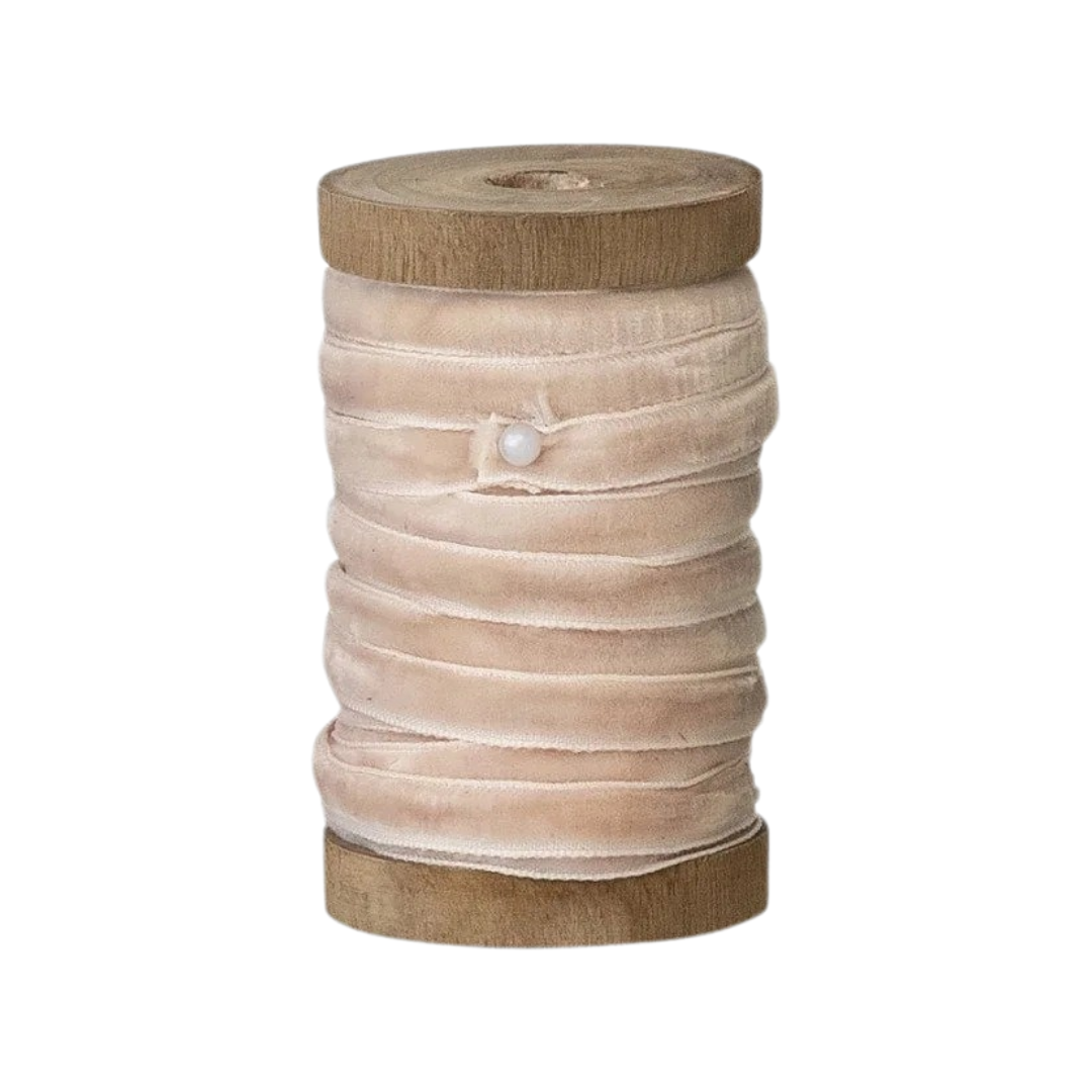 Velvet Ribbon on Wood Spools
