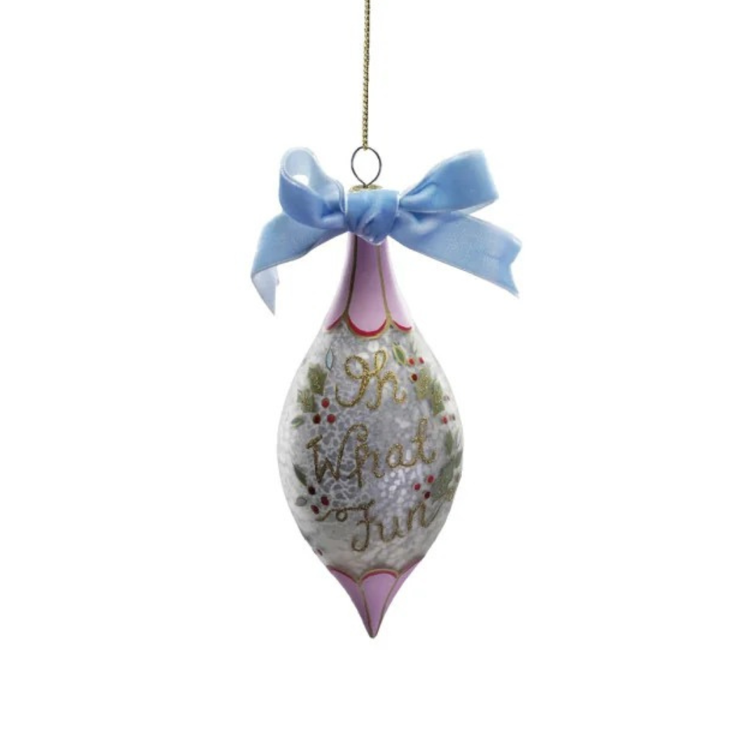 Hand-Painted Glass Ornaments with Design/Velvet Bow, 4 Styles ©