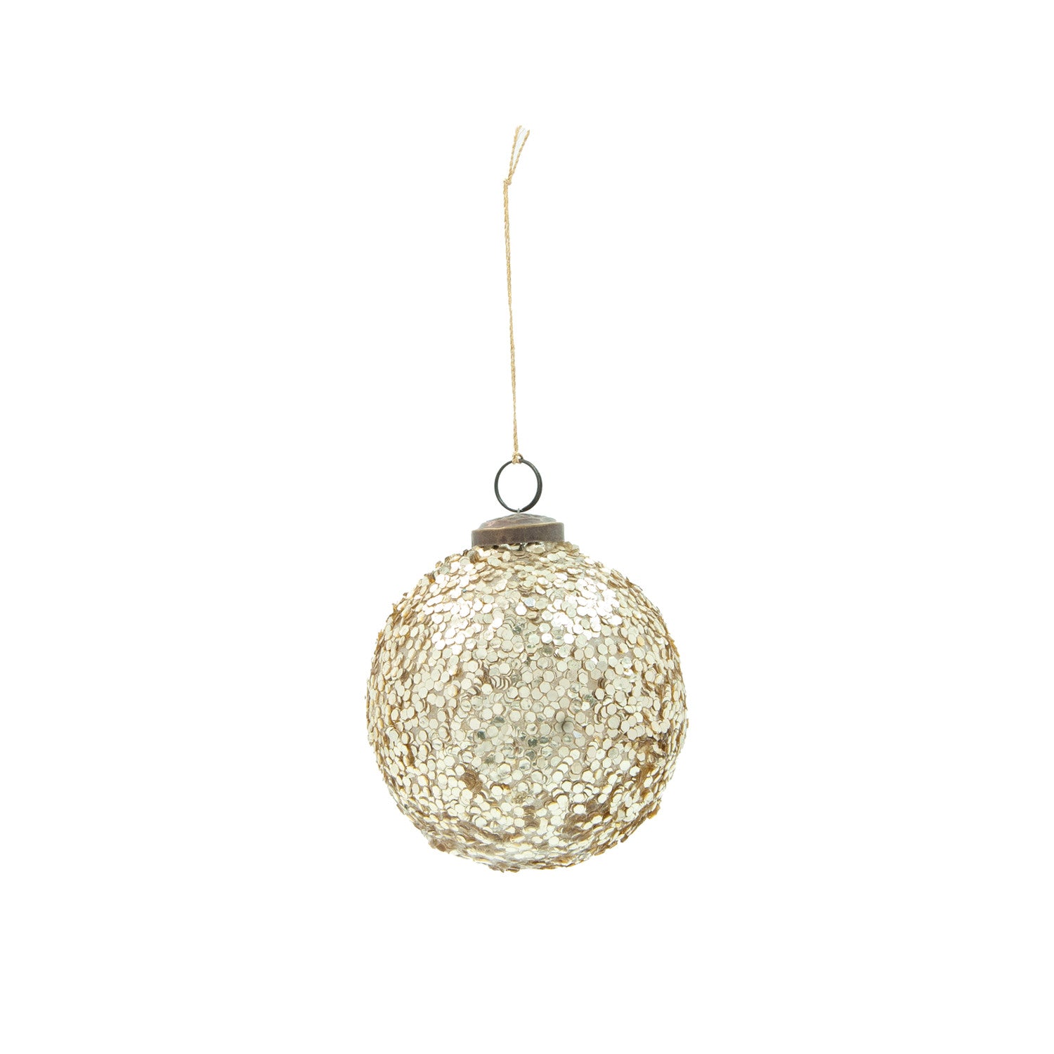 Round Glass Ball Ornament with Sequins