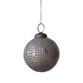 Round Glass Hobnail Ball Ornament, Distressed Finish, 3 Colors